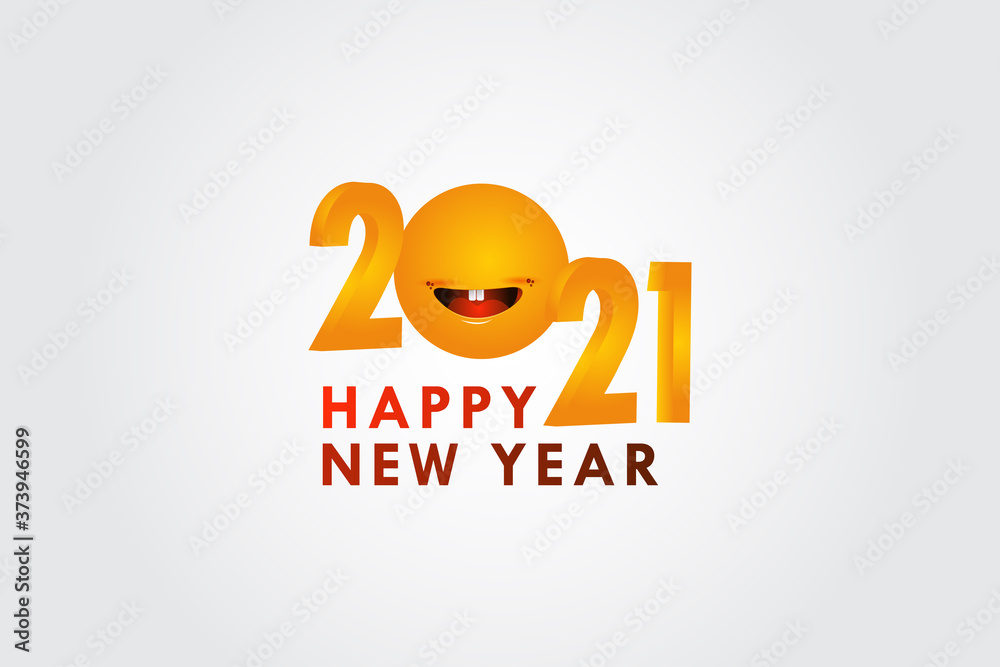 Happy New Year 2021 Vector Design For Banner Print and Greeting Background With Smile Happy New Year 2021 Vector Design For Banner Print and Greeting Background With Smile