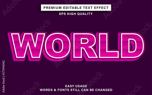 Premium editable text effect - world