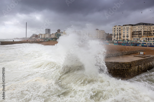 storm breaking on Brighton beach