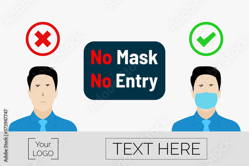 No Mask No Entry vector design. No movement without face mask vector illustration 
