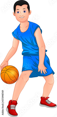 cartoon boy playing basketball