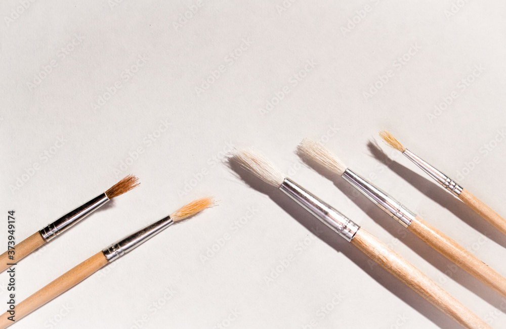 Clean new paintbrush set on the white background isolated Clean new paintbrush set on the white background isolated