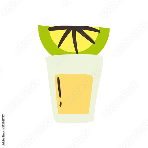 tequila shot with lemon free form style icon vector design