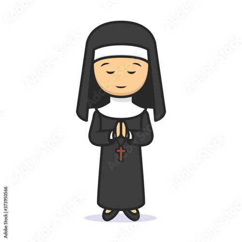 Cute nun Christian religion mascot design illustration