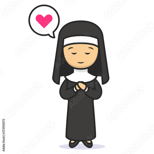 Cute nun Christian religion mascot design illustration