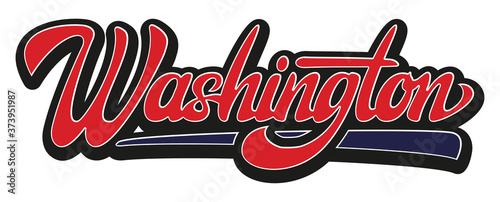 Calligraphic inscription Washington. Lettering. Colored vector illustration
