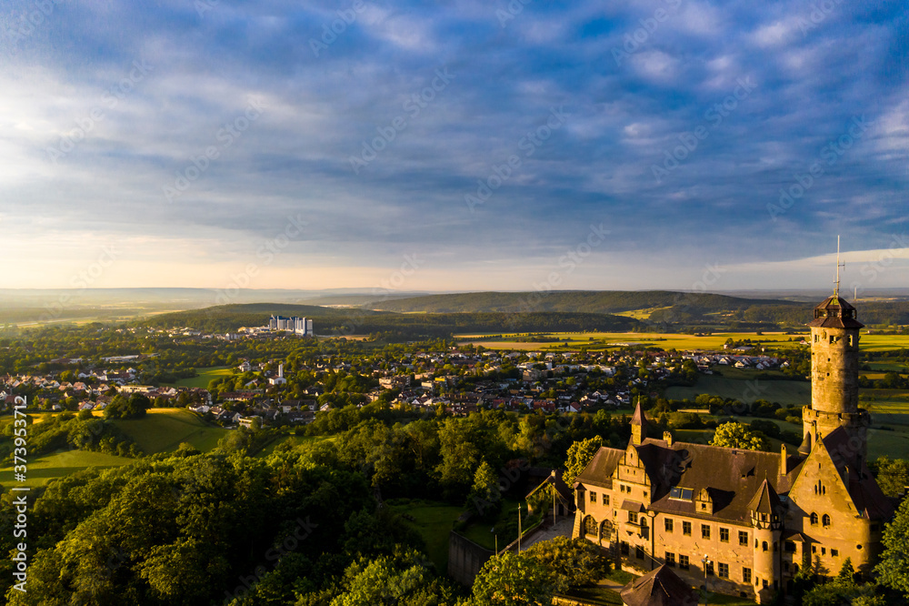 Aerial view: Altenburg, medieval hilltop castle, Bamberg, Steigerwaldhöhe, Upper Franconia, Franconia, Germany,