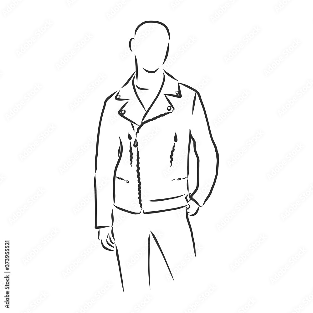 Hand drawn vector illustration. Creative black contour art work. Ink fashion illustration. Vector illustration leather jacket. Hand drawn leather jacket. leather jacket, vector sketch illustration Hand drawn vector illustration. Creative black contour art work. Ink fashion illustration. Vector illustration leather jacket. Hand drawn leather jacket. leather jacket, vector sketch illustration