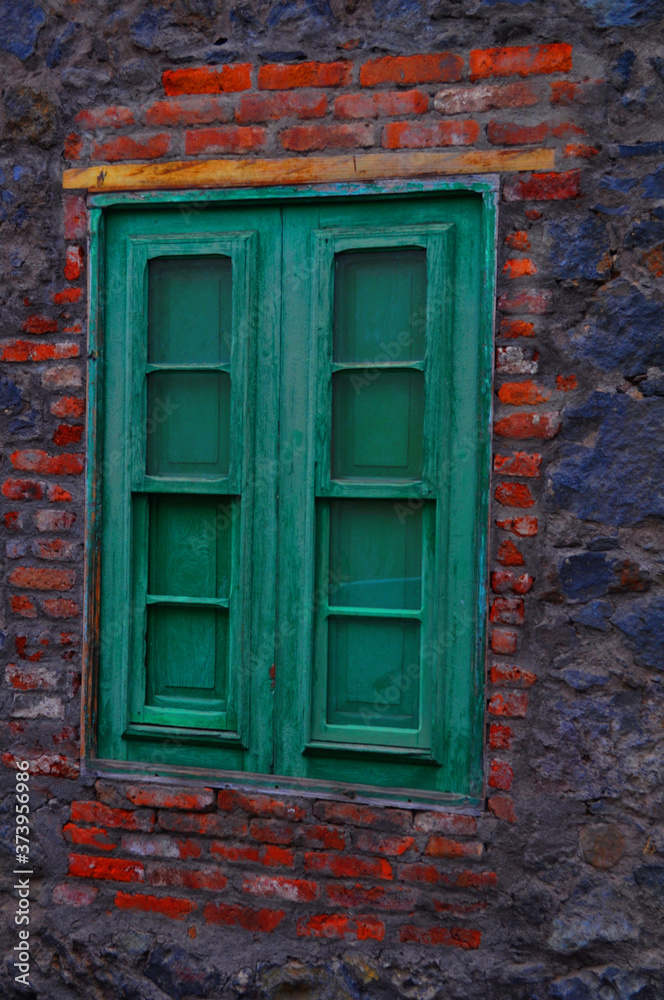 the old green window holds the time