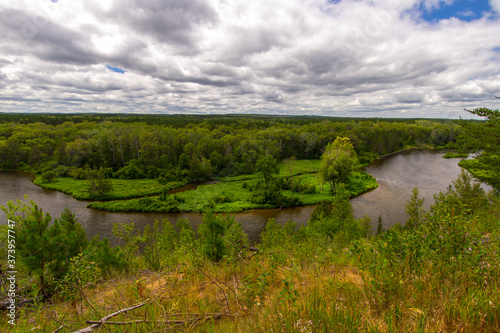 Au Sable River Valley. Overlook of the Au Sable River in the Huron National Forest in Michigan. © ehrlif