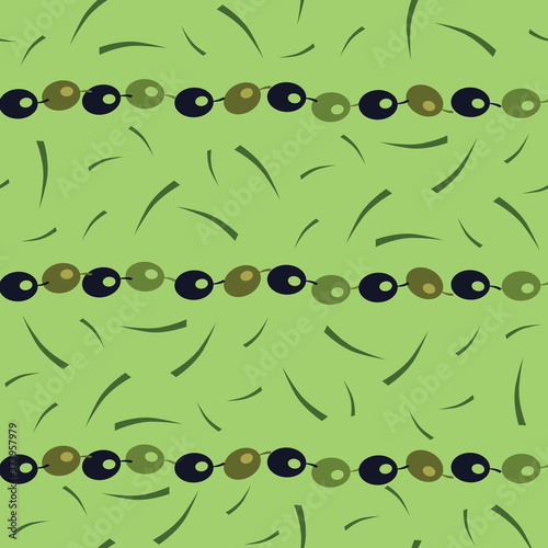 Green Greek Style olive pattern on green background