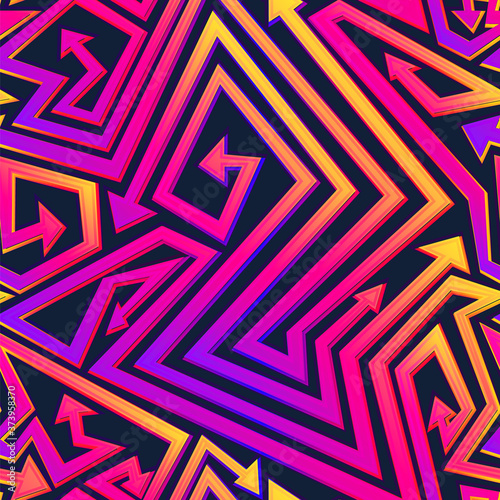Vibrant geometric arrow seamless pattern.