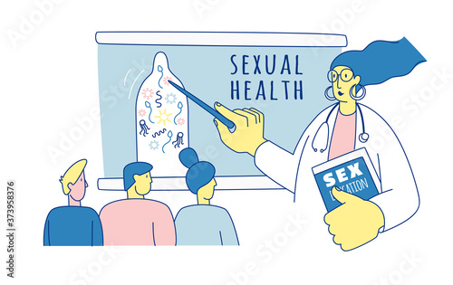 School Sexuality Education Program. School's lesson on Safe Sex teens
