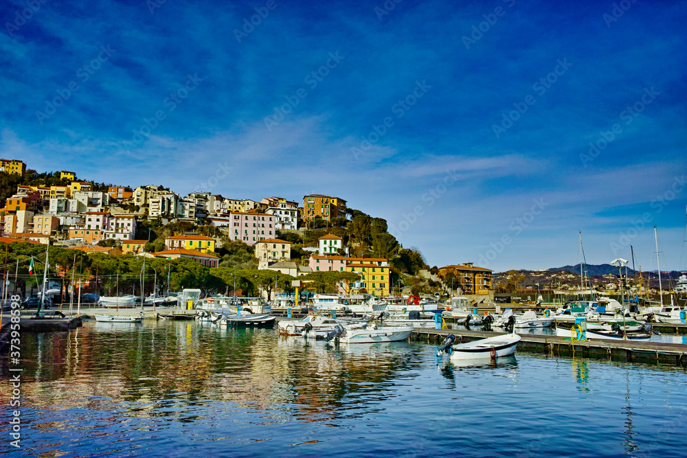 Panorama on the small port of Ca di Mare La Spezia Italy