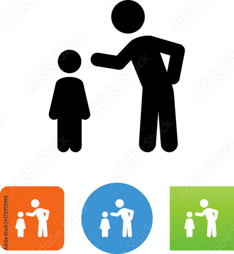 Parent Scolding Disobedient Child Vector Icon