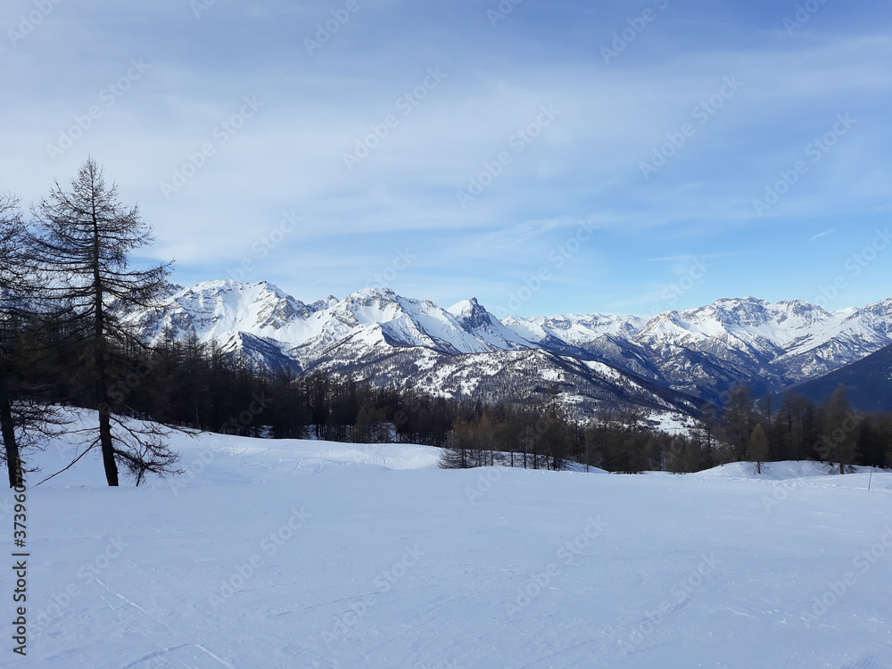 Winter mountain scene in Sauze D'oulx