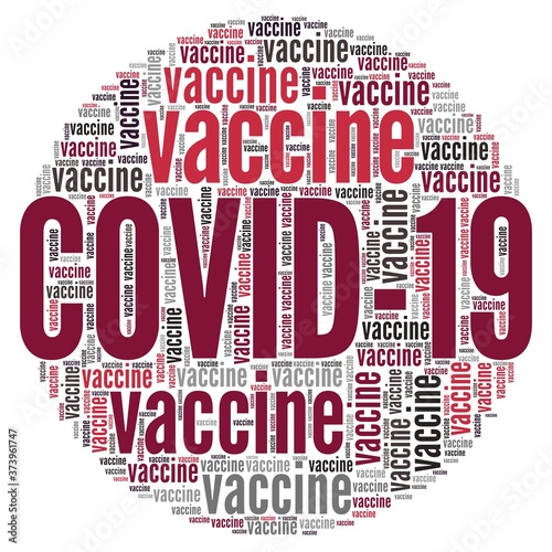 Vaccine for Covid-19 novel coronavirus vector illustration word cloud isolated on a white background.