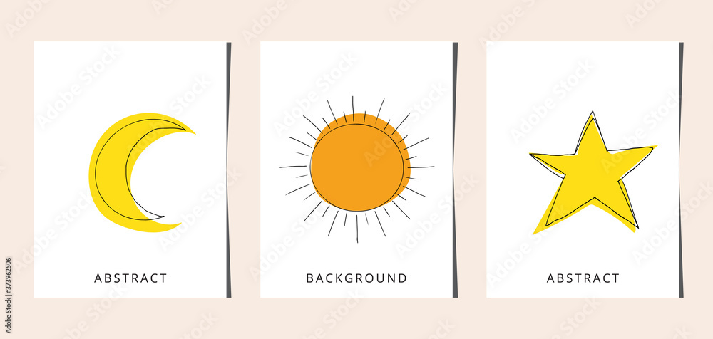 Fototapeta premium Sun, Moon continuous one line drawing. Sun, Moon . Vector illustration.