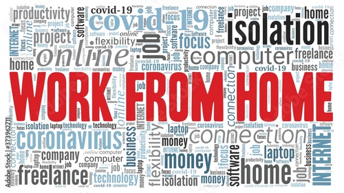 Work from home vector illustration word cloud isolated on a white background.