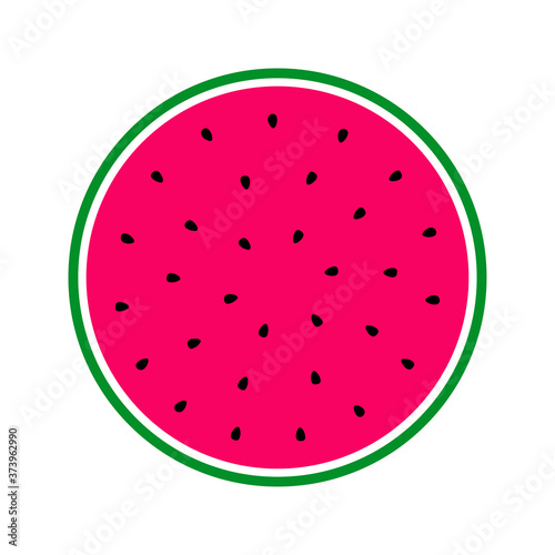 Cut watermelon. Pink pulp and green rind.
