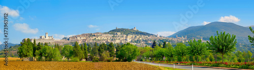 City panorama of the famous city of Assisi, Umbria, Italy.