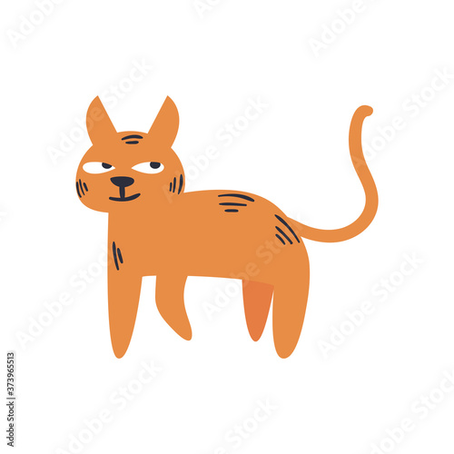 Cute cat cartoon free form style icon vector design