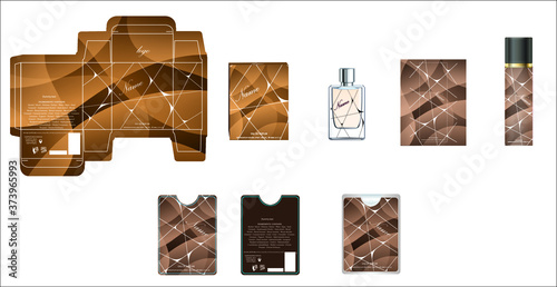 Packaging design, perfume luxury box design template and mock up box. Illustration vector.