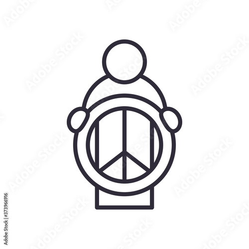 mand with peace and love line style icon vector design