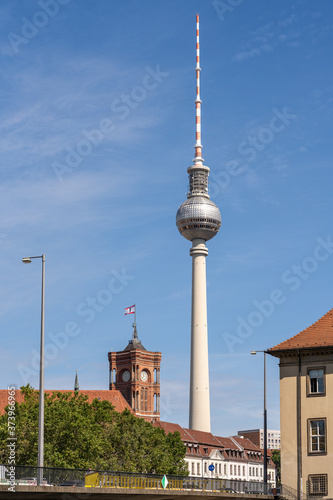 Wallpaper Mural TV tower and Rotes Rathaus in Berlin Torontodigital.ca