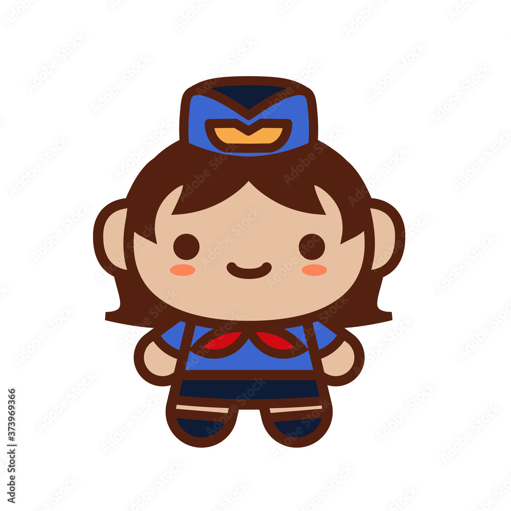 Isolated stewardess cute profession human icon - Vector Isolated stewardess cute profession human icon - Vector