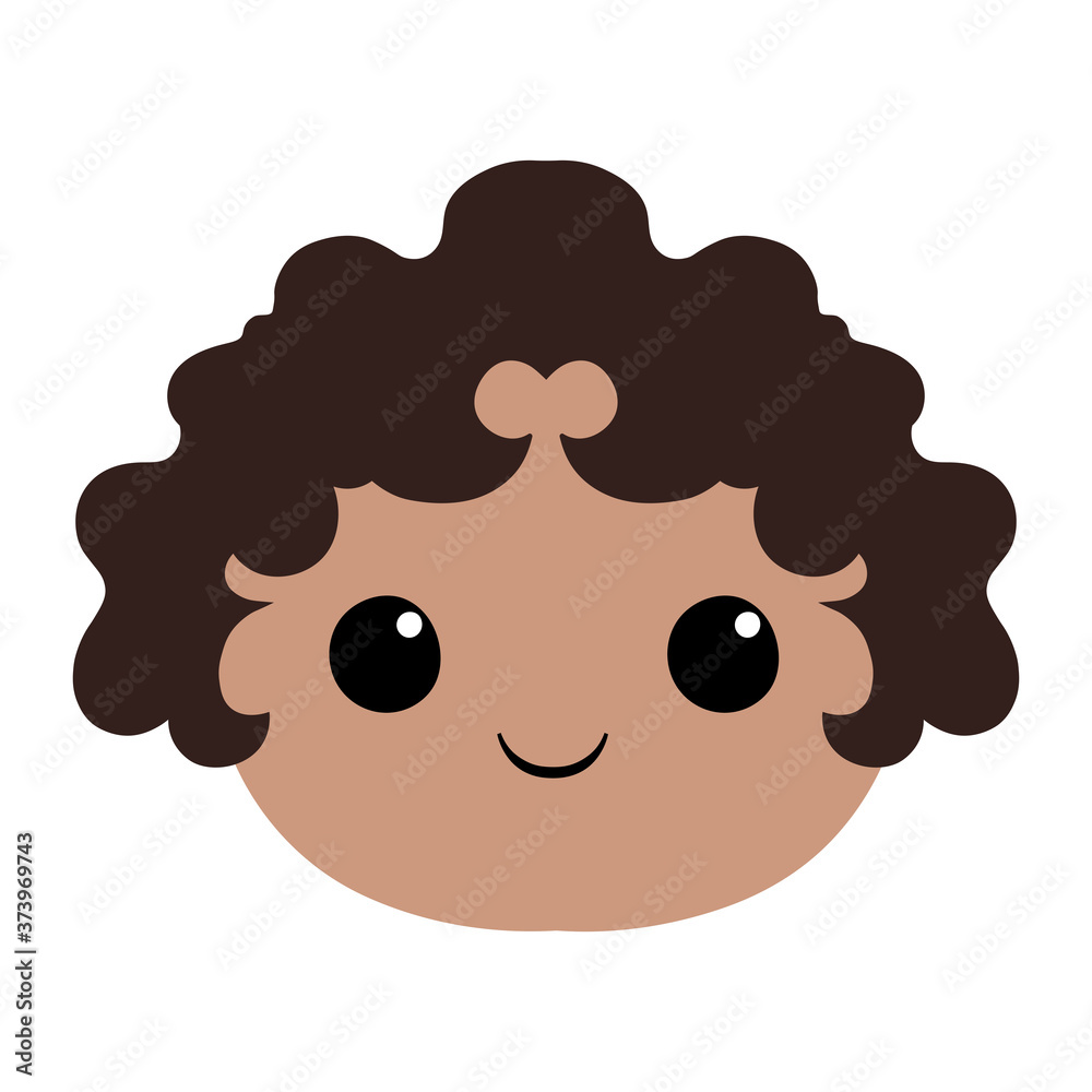 Isolated brunette race kids ethnic icon - Vector