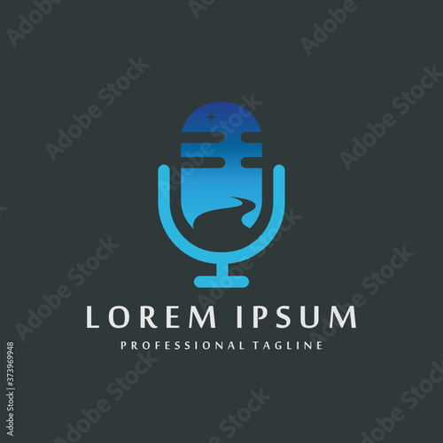 river creek podcast icon isolated vector logo template.