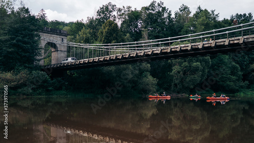 Bridge over the Luznice River was built in 1975 below the town of Stadlec and is the last preserved Empirical chain bridge in the Czech Republic. Stadlecky chain bridge photo