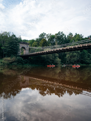 Bridge over the Luznice River was built in 1975 below the town of Stadlec and is the last preserved Empirical chain bridge in the Czech Republic. Stadlecky chain bridge photo