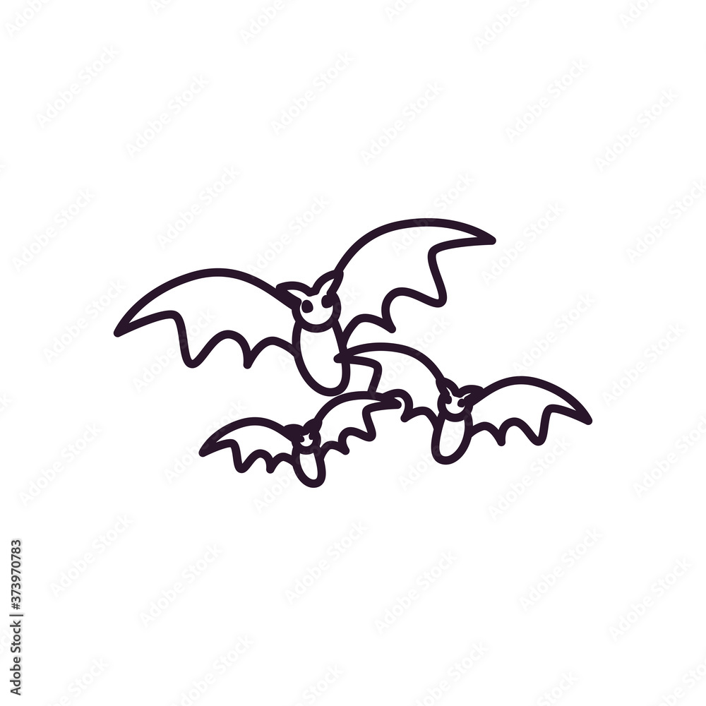 halloween bats cartoons free form line style icon vector design
