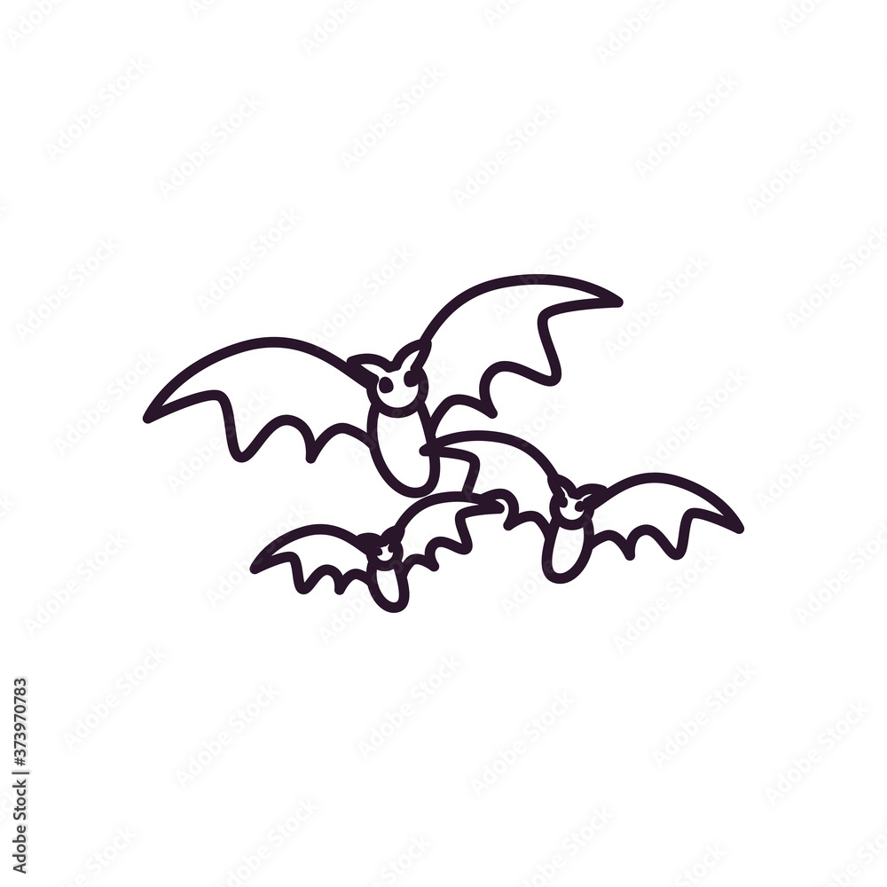 Obraz premium halloween bats cartoons free form line style icon vector design