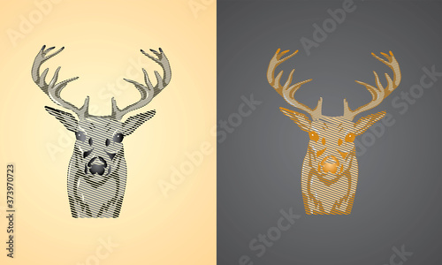 Vintage vector deer head, Illustration. 