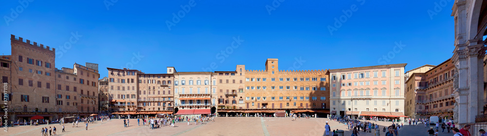 Tuscany impressions in Siena with piazza sel campo, Italy.