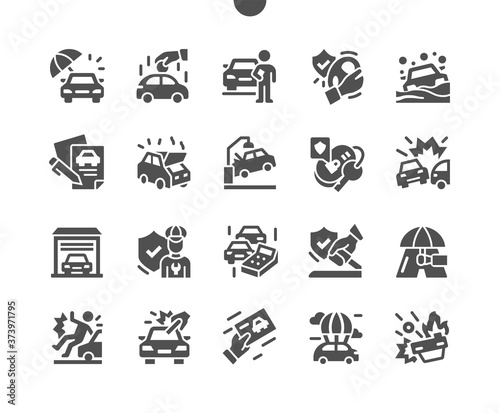 Car Insurance Well-crafted Pixel Perfect Vector Solid Icons 30 2x Grid for Web Graphics and Apps. Simple Minimal Pictogram