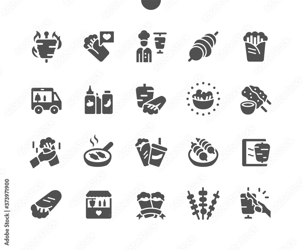 Kebabs Well-crafted Pixel Perfect Vector Solid Icons 30 2x Grid for Web Graphics and Apps. Simple Minimal Pictogram