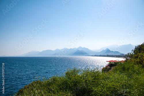 Antalya Konyaalti beach, sea and mountain views. © stdemiriz