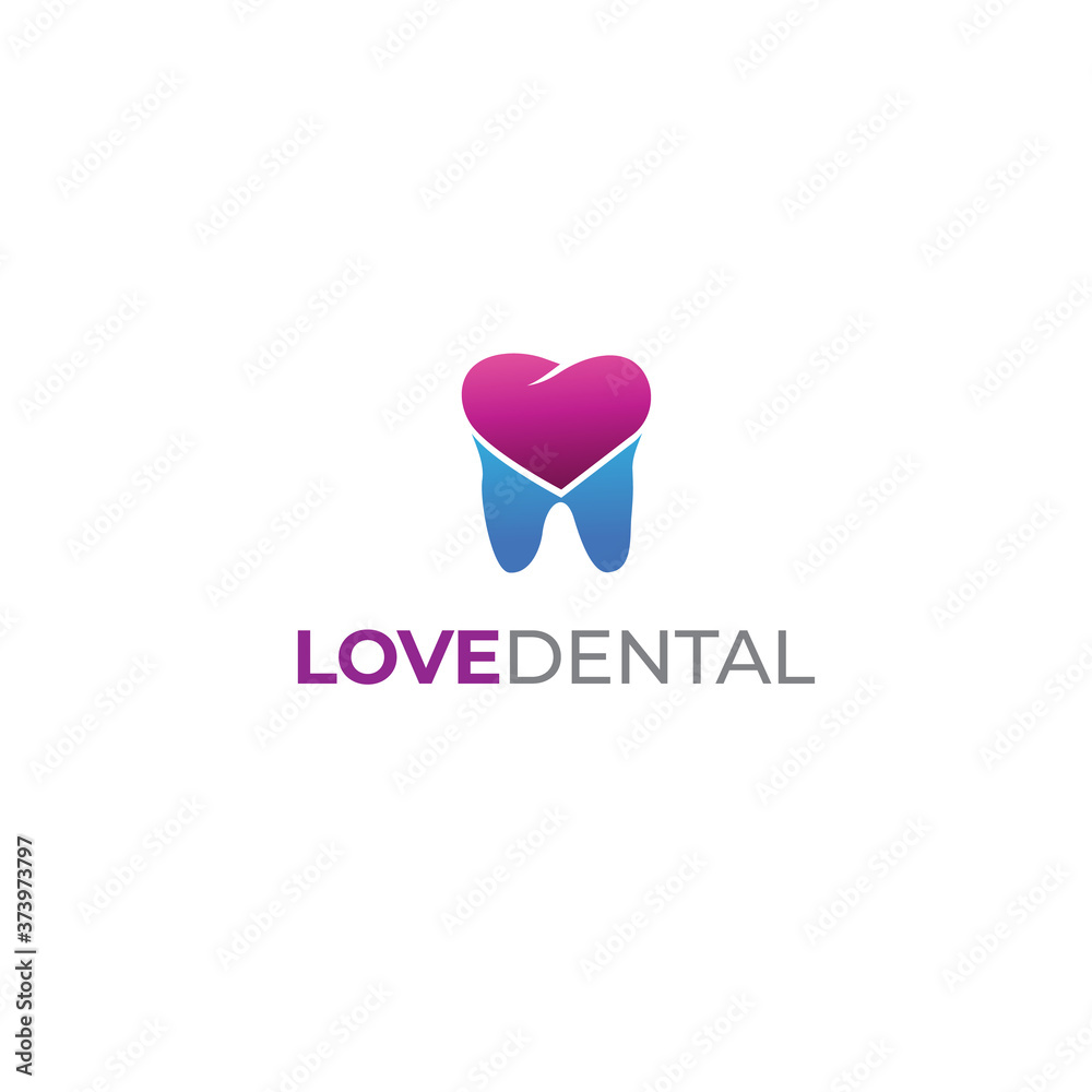 Love and tooth logo and icon design