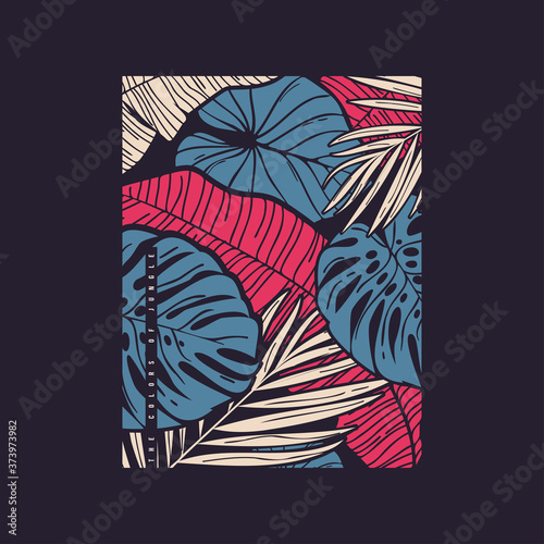Vector hand drawn tropical illustration. T-shirt print, poster, cover design
