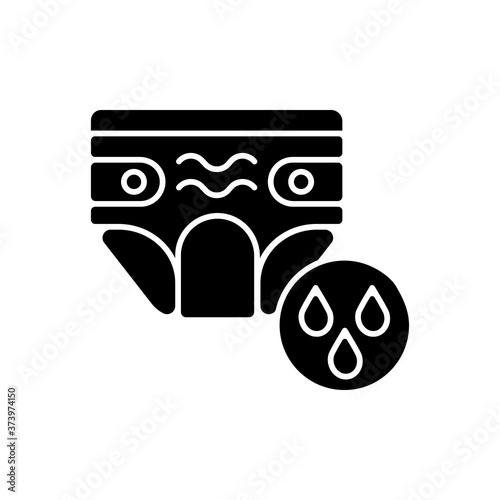 Swim diaper black glyph icon. Swimsuit for babies. Aquapark requirement, water park rule silhouette symbol on white space. Special waterproof clothes for little children. Vector isolated illustration