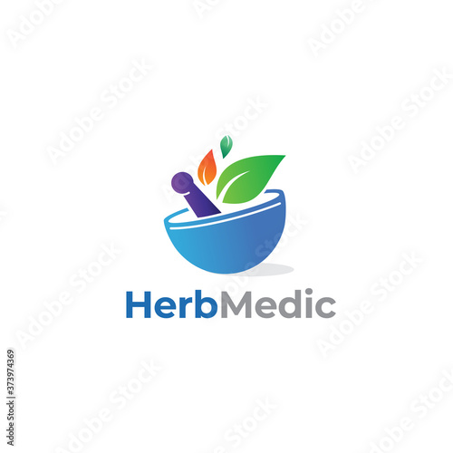 Herb medicine  logo and icon design photo