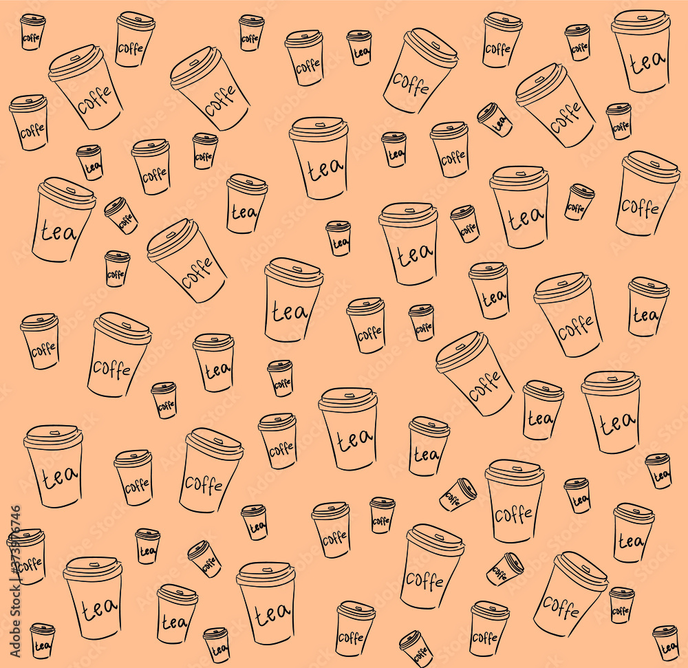 seamless pattern with coffee and tea cups seamless pattern with coffee and tea cups