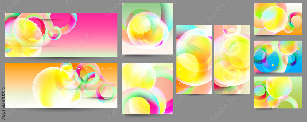 Set of ready-made art cards, convenient abstract background for text, print or social media publication