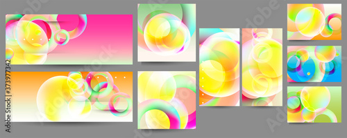 Set of ready-made art cards, convenient abstract background for text, print or social media publication