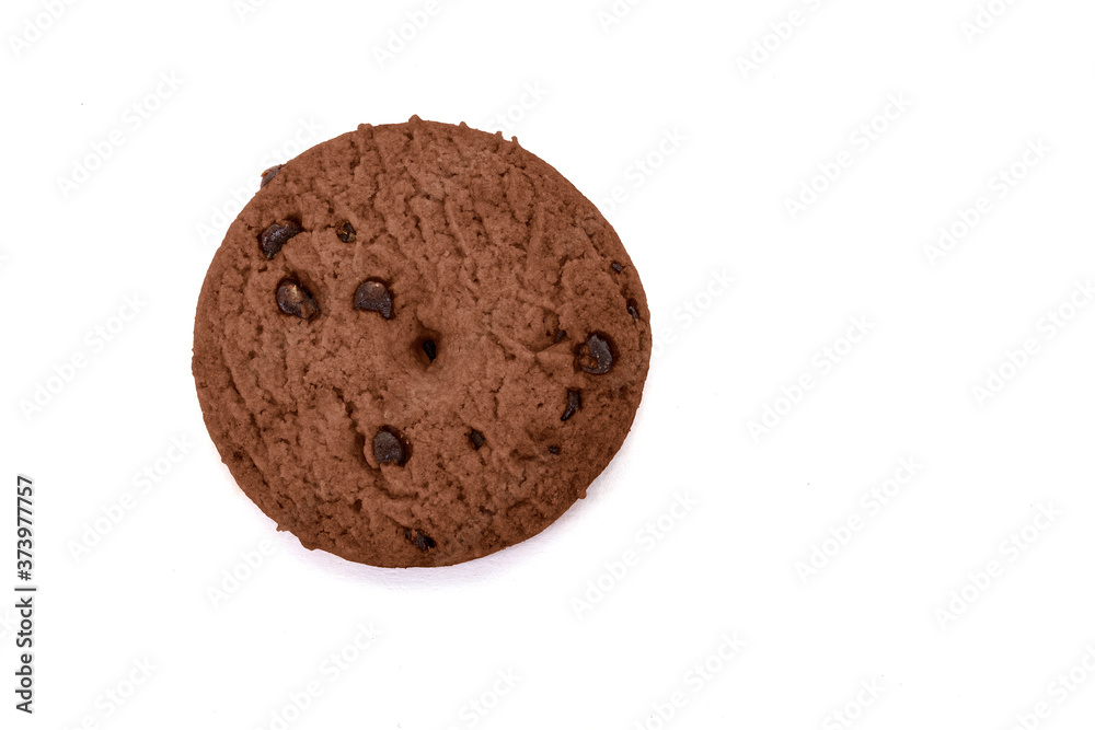Cookies with chocolate chips on white background. Cookies with chocolate chips on white background.