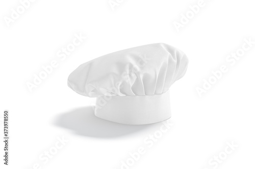 Blank white toque chef hat mock up stand, side view